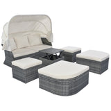 ZUN Outdoor Patio Furniture Set Daybed Sunbed with Retractable Canopy Conversation Set Wicker Furniture 27150483