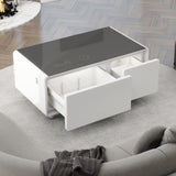 ZUN Modern Smart Coffee Table with Built-in Fridge, Bluetooth Speaker, Wireless Charging, Touch Control W1172P178882