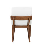 Modern Walnut-Finish Wood & White Glossy PU Leather Upholstered Dining Chairs Set of 2 N842P299016H