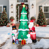 7.5FT Lighted Christmas Inflatable Decoration, Inflatable Christmas Tree with Santa and Snowman, 00586635