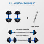 ZUN Adjustable Weights Dumbbells Set of 2, 44Lbs 2 in 1 Exercise & Fitness Dumbbells Barbell Set for Men 25292756