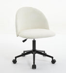 ZUN White Boucle office chair Desk Chair, Mid-Back Adjustable Swivel Computer Chair with Black Legs , W2725P190507