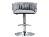 360&deg Fabric cover Swivel Bar Stools Set of 2, Adjustable Counter Height Bar Chairs with Woven Back & W2215P184994