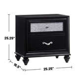 ZUN 2 Drawers Nightstand with Metallic Acrylic Drawer Front, Black B016P254381