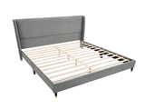 Rozitta Gray Velvet Wingback Platform Bed, Queen T2574P198391