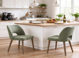 Tool-Free Assembly Dining Chairs Set, Upholstered Kitchen Chairs with Rubberwood Legs, Green 25907836