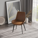 Modern Dining Chair Living Room Black Metal Leg Dining Chair-Brown-2pcs/ctn W153565883