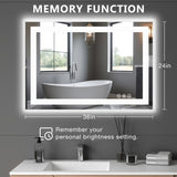 ZUN Anti-fog LED Bathroom Mirror with Dual Light Source and Three Lighting Modes, White W2201P271184