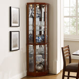 6 Shelf Lighted Corner Curio Cabinet with Adjustable Tempered Glass Shelves and Mirror Back, W1693P170906