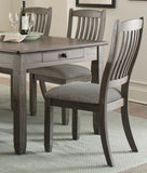 Casual Dining Height Side Chairs 2pc Antique Gray Wood Frame Fabric Upholstery B01143656