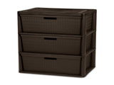 Wide 3 Drawer Tower, Plastic Storage Organizer with Removable Decorative Bins, Easy to Assemble - No 76525464