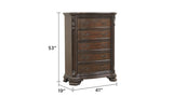 Traditional Style 5-Drawer Chest With metal drawer pulls Made with Wood in Walnut B009P225189