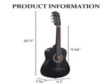 Matte Black 30-inch Round Acoustic Guitar with Picks, Strings, Capo, Case, Tuner, and Strap 42600814