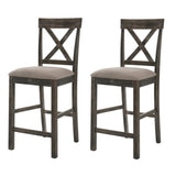 Tan and Weathered Grey Counter Height Stools with Cross Back B062P181295