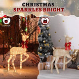 3-Piece Lighted Christmas Reindeer Set Outdoor Decorations, Weather Proof Sparkling Deer 40145997