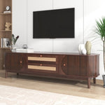 ZUN Rattan TV Stand for TVs up to 75'', Modern Farmhouse Media Console, Entertainment Center with Solid WF316663AAP