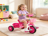Pink Kids Tricycle with Stable Triangle Metal Frame, Anti-Slip Wheels, Seat Handle, Indoor Outdoor 84858844