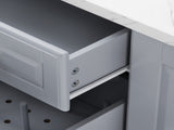 K&K 50.7" Island with Storage Tilt Trash Can Cabinet and Pull Out Cabinet Organizer, Rolling N707P299008G