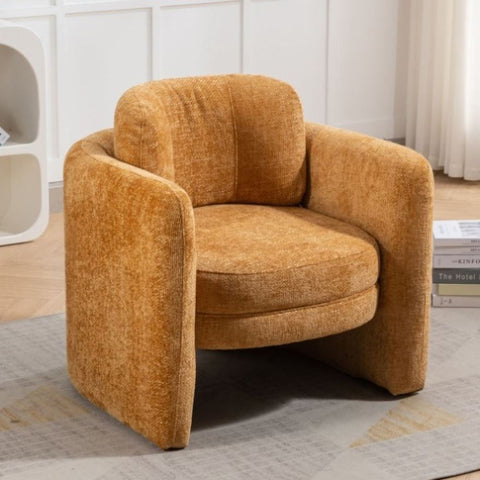 ZUN Mid Century Modern Barrel Accent Chair Armchair for Living Room, Bedroom, Guest Room,Office, pumpkin 09603865