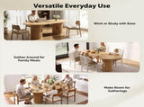 70.9" Oval Dining Table for 6 People, Fluted Cylindrical Pedestals with Roll-up Door Storage 67261607