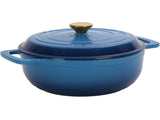 Cast iron 7.5QT cooking pot set - Gradient blue color - Includes two silicone gloves - Enamel pot 63775459