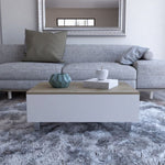 ZUN Tilton Rectangle Lift Top Coffee Table White Oak B06280628