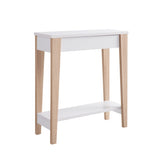 Modern Two Toned Console with Two Shelves - White and Tan B107131402
