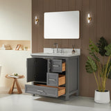 Fully Assembled 36'' Freestanding Single Sink Bathroom Vanity with 2 Handles Sets W1826P255389