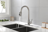 ZUN Single Handle High Arc Pull Out Kitchen Faucet,Single Level Stainless Steel Kitchen Sink Faucets TH9013NS-8