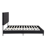 ZUN King Size Upholstered Platform Bed Frame with Linen Fabric Headboard, No Box Spring Needed, Wood W311107471