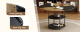 47.3-inch diameter modern splicing circular dining table - double-layer storage, wood and black W1151P268732