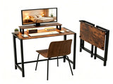 31.5 Computer with Shelf and Light Foldable P2 Particleboard Iron Pipe Triamine Gaming 90001808