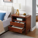 Open Space and 2 Drawers Dresser Nightstand with Charging Station, Farmhouse End Table with USB W1693P216935
