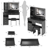 41" Large Size Left Drawer Desktop Vanity TableCushioned Stool, Extra Large Touch Control LED W3258P296794