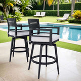 Modern Outdoor 2-Piece Swivel Bar Chairs Aluminum Frame with Ember Black, 360&deg Swivel, Ergonomic 55936866