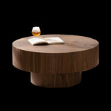 Round Wood 30.51 inch Coffee table for Living Room Table Walnut Suitable for Bedroom, Living Room, W3081P315307