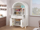 71" Tall Arched Kitchen Pantry Cabinet with Glass Door, Farmhouse Storage Pantry Cabinet with W2917P384735