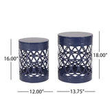 Outdoor Metal S/2 end table 73606.00NBLU