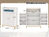 White Gold Kitchen Pantry Cabinet, Built-in Charging Station & Customizable LED 68345400