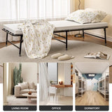 ZUN Rollaway Bed, 75" Folding Bed Sturdy Metal Frame Folding Guest Bed with Memory Foam Mattress 01265266