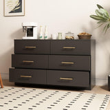 ZUN Black color Large 6 drawers chest of drawer dressers table with golden handle（Mirror not included） 11810823