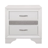 Glamorous Bedroom Furniture 1pc Nightstand of Drawers with Hidden Felt-Lined Jewelry Drawer White B01162539