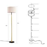 Floor Lamp Living Room with Beige Lampshade, Standing Lamp Tall Industrial Floor Lamp Reading W1592P188560