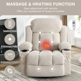 Swinging recliner massage heated sofa, with USB and 2 cup holders in side pockets, W1521P303168