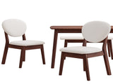 1 Table 2 Chairs 1 Bench Dining Set, Rubber Wood Frame with Beige Upholstered Seats, Deep Walnut 24362800