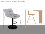 Swivel Bar Stools with Adjustable Height , Backrest, and Soft Knit Fabric - Ideal W2699P360245