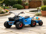 Blue 6V Toddler Electric Vehicle with Toy-Carrying Back Trailer, Gentle Forward & Backward, 66138722