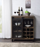 Rustic Oak and Black Wine Cabinet with Door B062P191067
