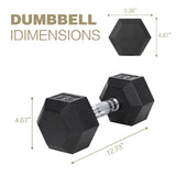 20LB HDRS Rubber Coated Solid Cast Iron Dumbbell with Contoured Chrome Handle, Hexagon 97175236