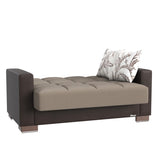PrimeNest ZenAero Collection Upholstered Convertible Loveseat with Storage, Beige/Brown-PU Chenille B030P281764
